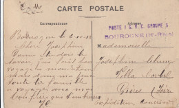 HAUT RHIN CP 1915 FM BOUROGNE CACHET GARDE DES VOIES POSTE I.G.V.C. GROUPE 5 / B - WW I