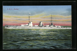 AK Kriegsschiff SMS Moltke Im Abendlicht  - Oorlog