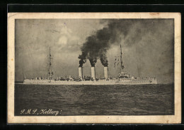 AK Kriegsschiff SMS Kolberg Gibt Volldampf  - Guerre
