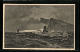 Künstler-AK Paul Teschinsky: Deutsche U-Boote In Der Strasse Von Gibraltar  - Warships