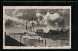 AK Sehestedt, S. M. S. Kaiser Karl Der Grosse Am Kaiser Wilhelm-Kanal  - Warships