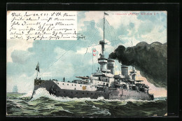 AK Linienschiff Kaiser Wilhelm II. In Voller Fahrt  - Krieg
