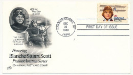 Etats Unis => Enveloppe FDC =>  Honoring Blanche Stuart Scott (Pioneer Aviation) - Hammondsport NY - 30 Dec 1980 - 1971-1980