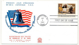 Etats Unis => Enveloppe FDC =>  Bicentenaire Des Traités De Versailles Et De Paris - Washington DC - 2 Sept 1983 - 1981-1990
