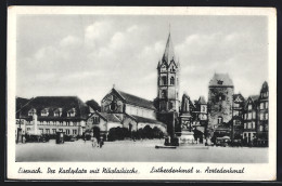 AK Eisenach, Der Karlsplatz Mit Nikolaikirche, Lutherdenkmal U. Ärztedenkmal  - Eisenach