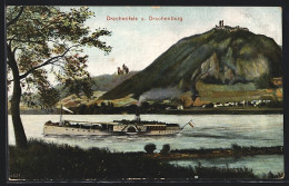 AK Drachenfels, Rheinpartie Mit Dampfer Und Drachenburg  - Drachenfels