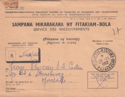 RARE MADAGASCAR ENV 1962 TAMATAVE MARITIME SUR ENV FRANCHISE SERVICE DES RECOUVREMENTS LETTRE POUR MARSEILLE - Madagascar (1960-...)