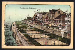 Lithographie Norderney, Kaiserstrasse Mit Tennisplätzen  - Norderney