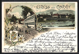 Lithographie Corvey, Gasthof Von C. De Lorenzi, Raddampfer An Flussbrücke  - Other & Unclassified