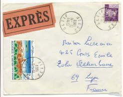 ALGERIE ENV 1969 SETIF LETTRE EXPRES => LYON AVEC TIMBRE POSTE AERIENNE VOIR SCAN RECTO ET VERSO - Algeria (1962-...)