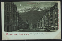 Mondschein-Lithographie Innsbruck, Litfasssäule In Der Maria Theresienstrasse  - Other & Unclassified