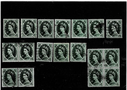 GRAN BRETAGNA ,"Elisabetta II",9p.verde Oliva Scuro ,18 Pezzi Usati ,di Cui 1 Quartina ,qualita Ottima - Used Stamps