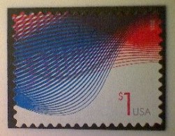 United States, Scott #4953, Used(o), 2015, Patriotic Waves, $1.00, Red And Blue - Gebruikt