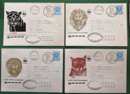 Bulgarien 4 Cover 1992 Großkatzen WWF Mit SSt Löwe - Used Stamps