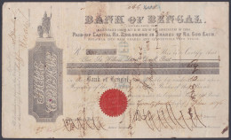 Inde British India 1876 Share Certificate Bank Of Bengal, One Rupee Share Transfer Stamps - 1882-1901 Imperio