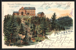 Lithographie Feldberg I. T., Neues Feldberghaus Von F. Sturm In Waldlandschaft  - Autres & Non Classés