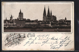 Vorläufer-Lithographie Köln, 1892, Uferpartie Mit Dom  - Koeln