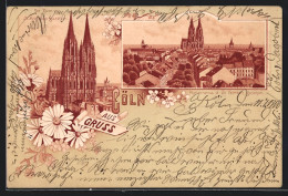 Lithographie Köln, Der Dom Von Der St. Andreas-Kirche Gesehen, Panorama Von Der St. Gereonkirche Gesehen  - Koeln