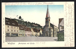 Goldfenster-AK Wehlen / Elbe, Marktplatz Mit Kirche, Gebäude Mit Leuchtenden Fenstern  - Other & Unclassified