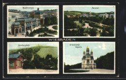 AK Wiesbaden, Kochbrunnen, Nerotal, Nerobergbahn, Griechische Kapelle  - Wiesbaden