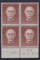 Bundesrepublik Wohlfahrt Helfer 200 Kollwitz Rand Viererblock Bogenzähler Luxus - Covers & Documents