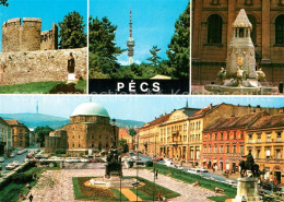 73594984 Pecs Burgturm Sendeanlage Brunnen Stadtplatz Pecs - Hungary