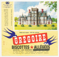 Buvard 16.5 X 16.1 Biscottes Allégées GREGOIRE Château De Chemazé Mayenne  Poids Net Moyen 400 Gr Environ  (390gr Barré) - Biscottes