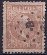 Ned. Indië: 1870 Koning Willem III 2 Cent Vaalbruin Kamtanding 12½ : 12 Gg  NVPH 6 F - Netherlands Indies