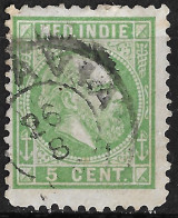 Ned. Indië: 1870 Koning Willem III 5 Cent Groen Kamtanding 12½ : 12 Gr. G.  NVPH 8 F - Netherlands Indies