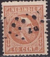 Ned. Indië: 1870 Koning Willem III 10 Cent Oranjebruin Kamtanding 12½ : 12 NVPH 9 F - India Holandeses