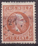 Ned. Indië: 1870 Koning Willem III 10 Cent Bruinrood Kamtanding 12½  Kl. G. NVPH 9 H - India Holandeses