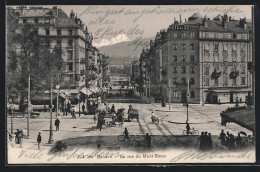 AK Geneve, La Rue Du Mont-Blanc, Strassenbahn  - Tranvía