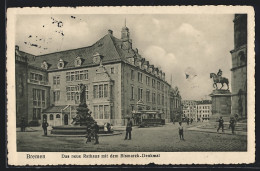 AK Bremen, Das Neue Rathaus Mit Strassenbahn  - Strassenbahnen