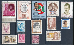 14 Timbres Oblitérés AJMAN FUJEIRA BURUNDI HONGRIE ROUMANIE TCHECOSLOVAQUIE POLOGNE URSS   Personnages Célébrités XVI-11 - Otros & Sin Clasificación