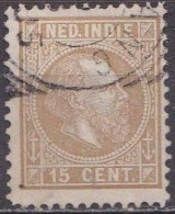 Ned. Indië: 1870 Koning Willem III 15 Cent Grijsbruin Kamtanding 12½ : 12 Gr G.  NVPH 11 F - Indie Olandesi