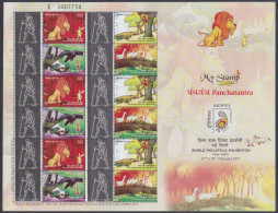 Inde India 2011 MNH MYSTAMP Sheet Panchatantra, Children Stories, Lion, Rabbit, Monkey, Duck, Crow, Snake, Gandhi - Neufs