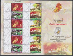 Inde India 2011 MNH MYSTAMP Sheet Panchatantra, Children Stories, Lion, Rabbit, Monkey, Duck, Crow, Snake, Gandhi - Neufs