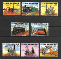 Disney Set Gambia 1987 Historic Trains MNH - Disney