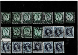 GRAN BRETAGNA ,"Elisabetta II",11 Pezzi Del 13 Sc.+9 Del 1/6 Sc.tutti Usati,possibili Filigrana Diverse,qualita Ottima - Used Stamps