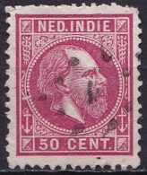 Ned. Indië: 1870 Koning Willem III 50  Cent Karmijroze Kamtanding 12½ : 12 Kl. G. NVPH 15 F - Nederlands-Indië