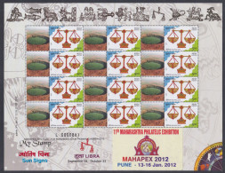 Inde India 2012 MNH MYSTAMP Sheet Sun Signs, Libra, Astrology, Astrological Sign, Philatelic Exhibition, Full Sheet - Neufs