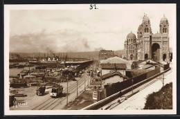 AK Marseille, La Cathédrale Et Le Quai De La Joliette, Strassenbahn  - Tranvía