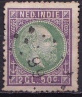 Ned. Indië: 1870-1888 Koning Willem III 2½ Gulden Violet/groen Lijntanding 14 Kl.g. NVPH 16 A Puntstempel 99 (WONOSOBO) - Indes Néerlandaises