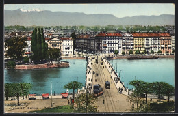 AK Genève, Pont Et Quai Du Mont Blanc, Strassenbahn  - Tranvía