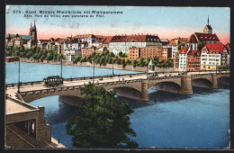 AK Basel, Strassenbahn Auf Der Mittleren Rheinbrücke  - Strassenbahnen