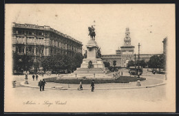 AK Milano, Largo Cairoli, Strassenbahn  - Tramways