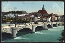 AK Basel, Neue Rheinbrücke Mit Strassenbahn  - Strassenbahnen