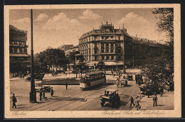 AK Berlin, Potsdamer Platz Mit Wintergarten-Variéte, Verkehrsturm Und Strassenbahn  - Strassenbahnen