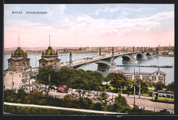 AK Mainz, Strassenbrücke Mit Strassenbahn  - Tram