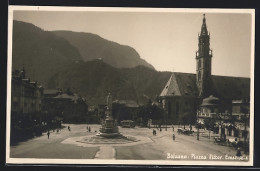 AK Bolzano, Strassenbahn In Fahrt Vor Der Kirche, Piazza Vittor. Emanuele  - Tram